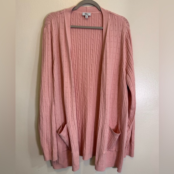 KIM ROGERS Open Front Cable Knit Cardigan Sweater - Women's Size  XXL - Pink - Picture 1 of 10